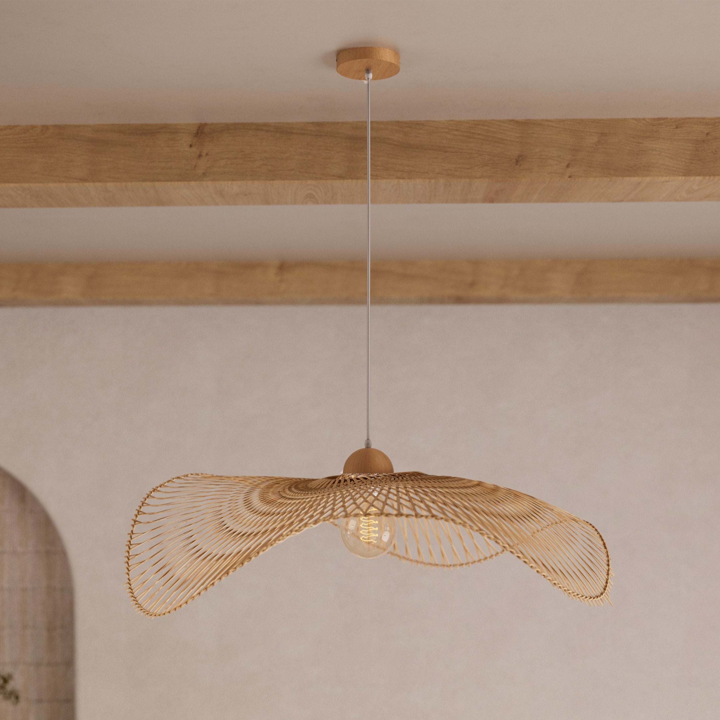 Suspension D75 cm en bambou avec fil blanc - Jipi - 8