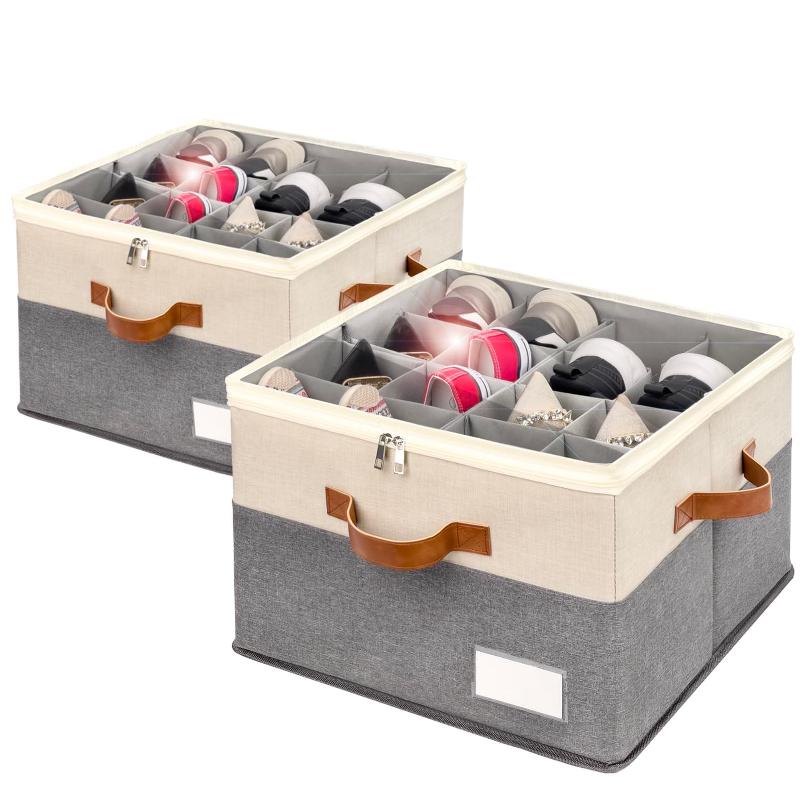 Paquete de cajas de zapatos grandes ajustables, organizador de