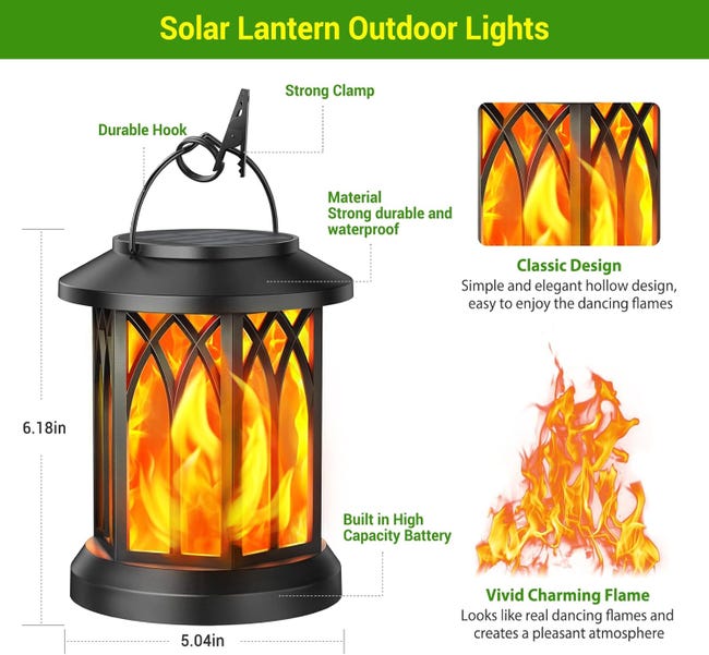 Lampada solare da giardino sospesa per esterni, luce solare da esterno con effetti di fiamma realistici, lanterna decorativa da giardino per esterni | Leroy Merlin Lampada solare da giardino sospesa per esterni, luce solare da esterno con effetti di fiamma realistici, lanterna decorativa da giardino per esterni | Leroy Merlin