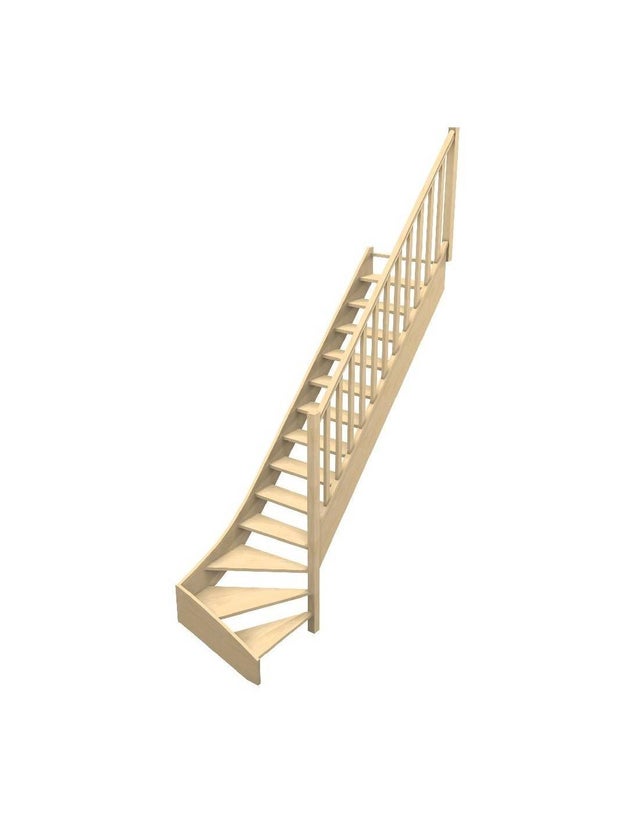 Escalier Quart Tournant Bas Sapin - Bas à Droite Sans Contremarche H Sol Sol 280 Cm