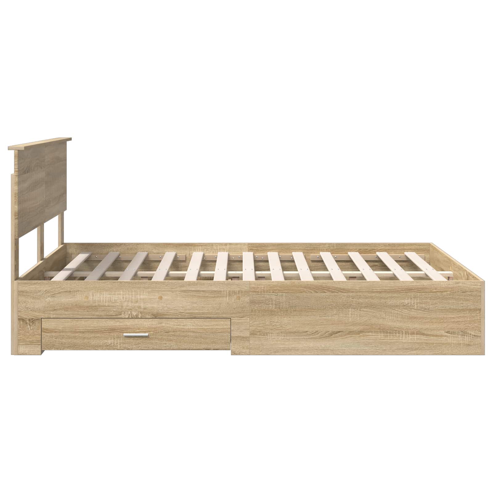 Cadre de lit en panneau de bois, chêne, pour la chambre, 135 × 190 cm - 9