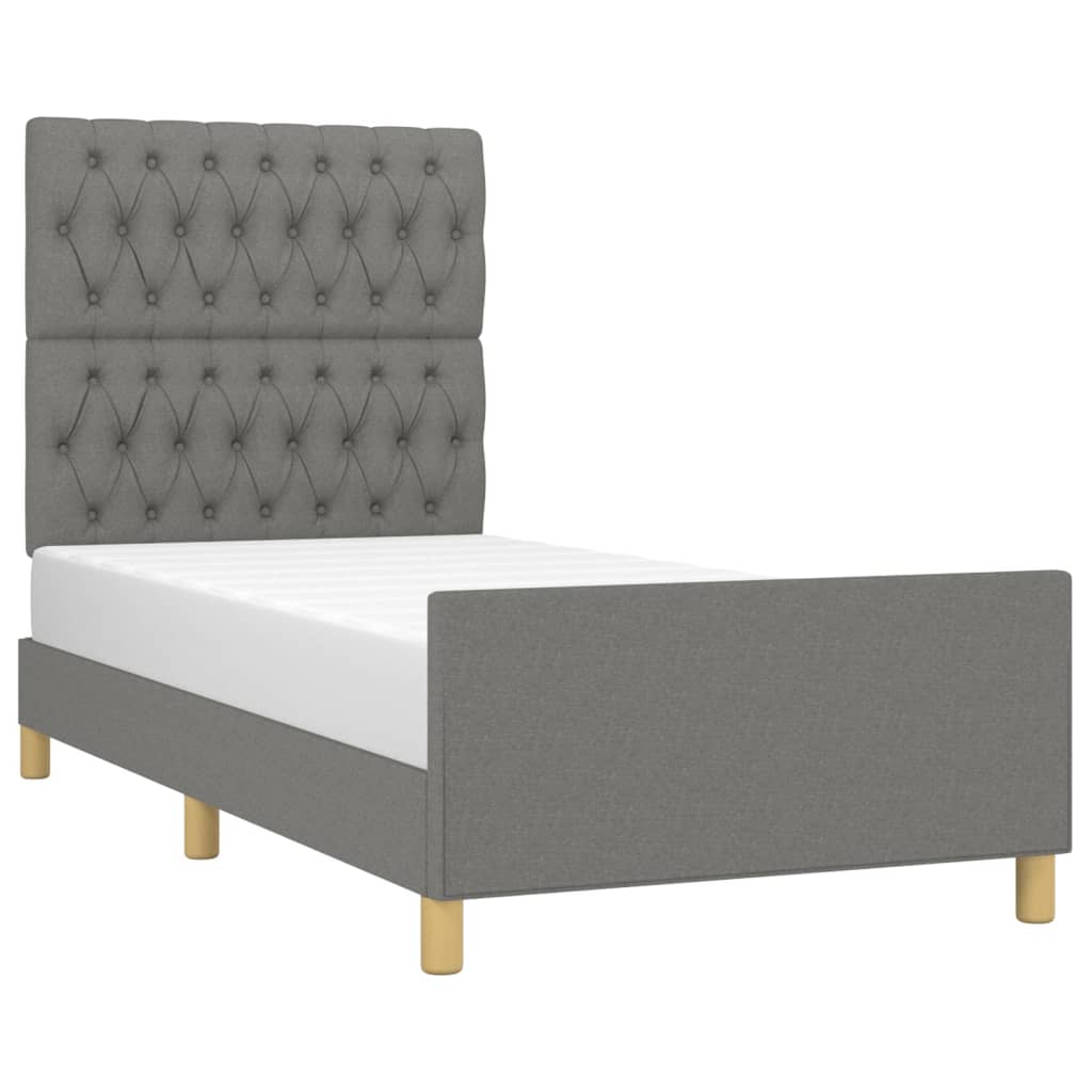 Cadre de lit sans matelas, tissu, gris foncé, pour la chambre, 100 × 200 cm - 3