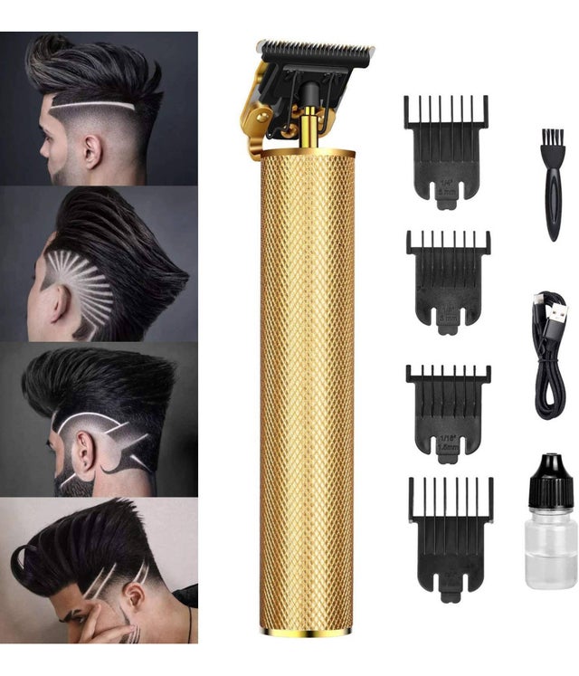 HTC Tagliacapelli Uomo, Trimmer/Rasoio Elettrico Per Capelli USB Ricaricabile, Design Vintage, 4 Pettini Fissi, Regolabarba Per Viso E Peli Della Testa AT178 - Foto 8