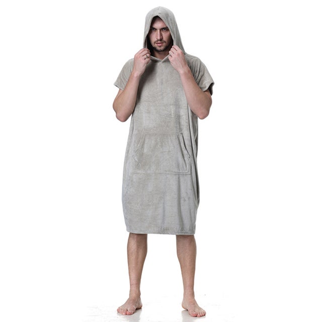 Peignoir bain capuche polaire – Séchage rapide, coupe-vent, poncho plage, surf, plongée, homme/femme, intérieur/extérieur.