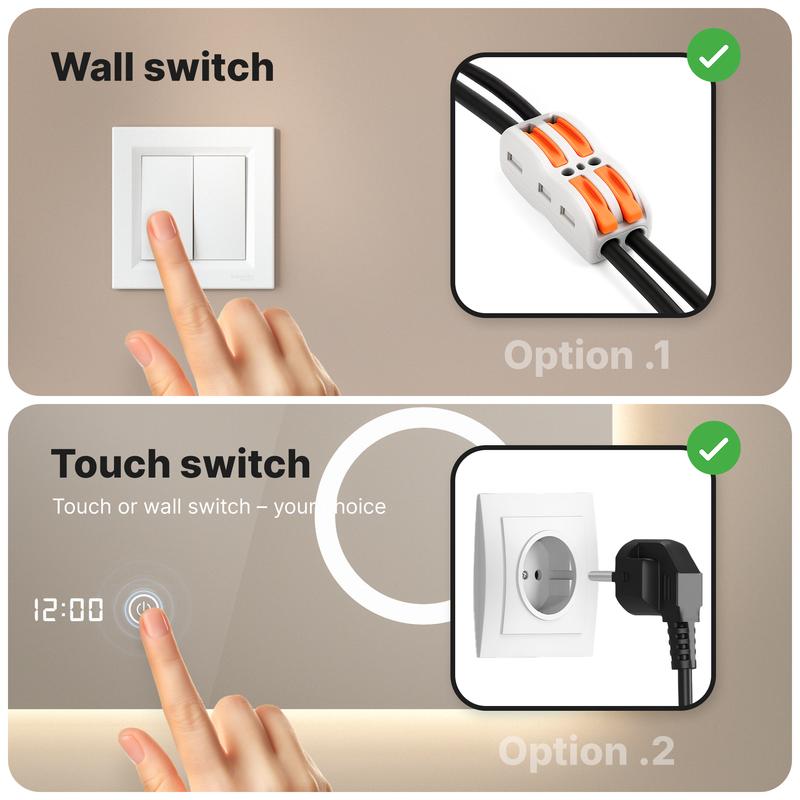 Miroir de salle de bain Mirlux avec éclairage LED et chauffage - Miroir mural rectangulaire - Miroir de douche anti-condensation - 80 x 60 cm - 5