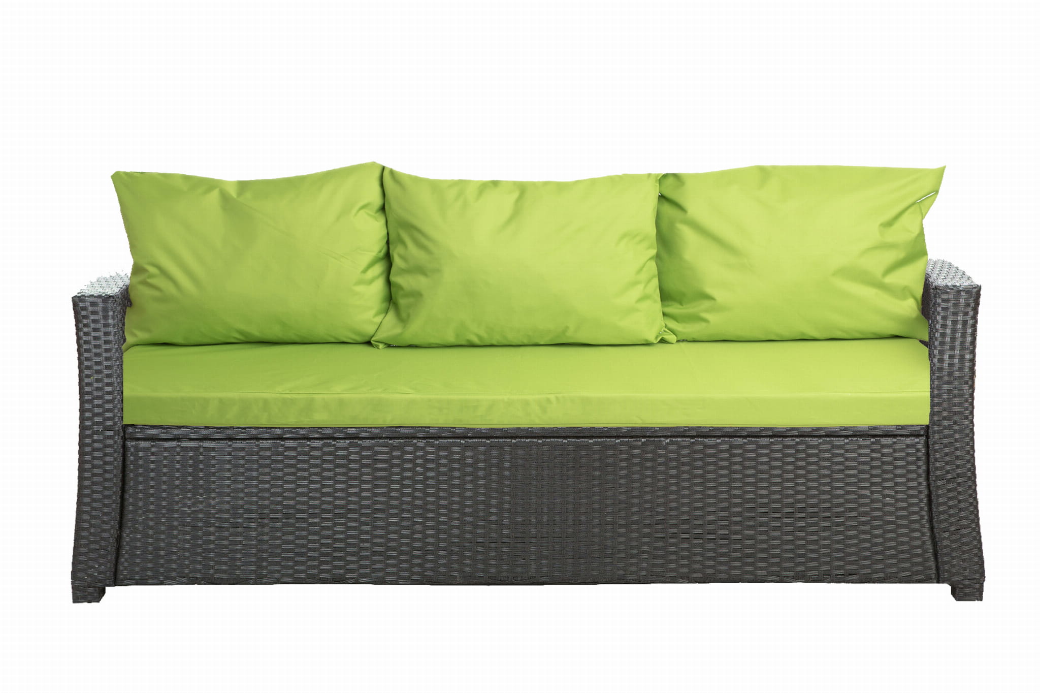 Cojines de jardín para sofá en ratán 168x60x7+3*56x50cm| juego de cojines de jardín| cojines de exterior limón| conjunto de cojines de 3 plazas