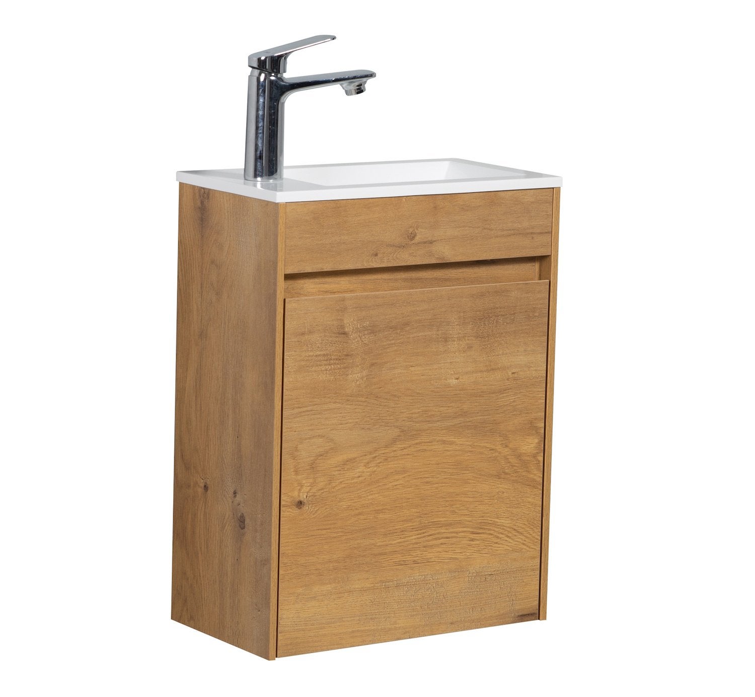 Meuble lave-mains COMETE 40 cm mélaminé chêne arlington avec vasque Ovo25 SANIJURA