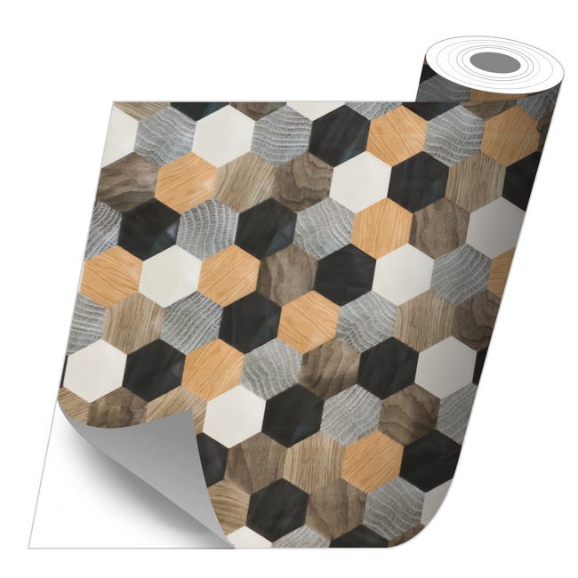 Rollo sticker Hexa maderas 100x100 cm | Leroy Merlin
