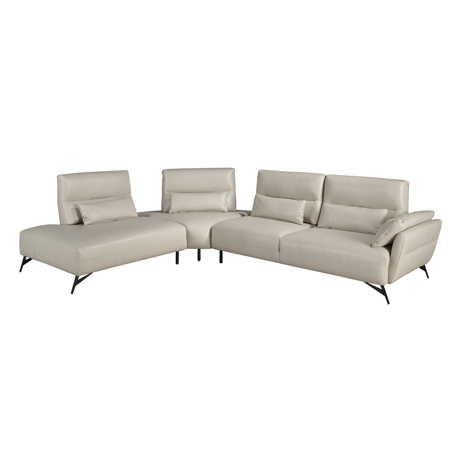 Lewy szezlong sofa piaskowa skóra 341 x 254 x 94 cm