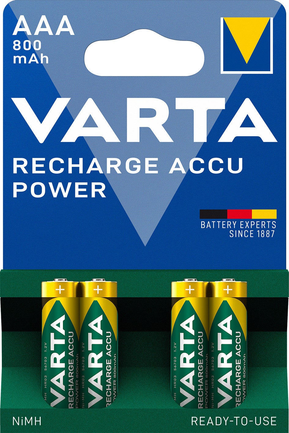 4 Piles LR03 VARTA AAA Accu Power Rechargeables 800mAh - 3