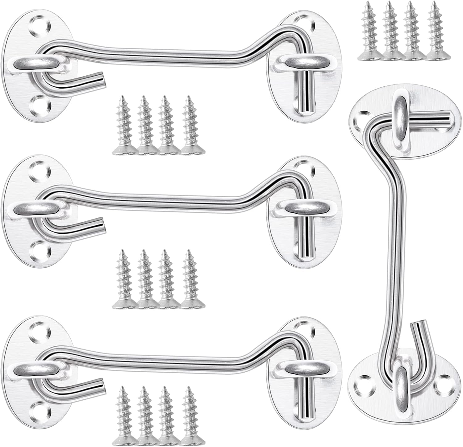 Zestaw 4-częściowy zatrzasku i zamka do drzwi, haki do zamka do drzwi, z 16 śrubami montażowymi