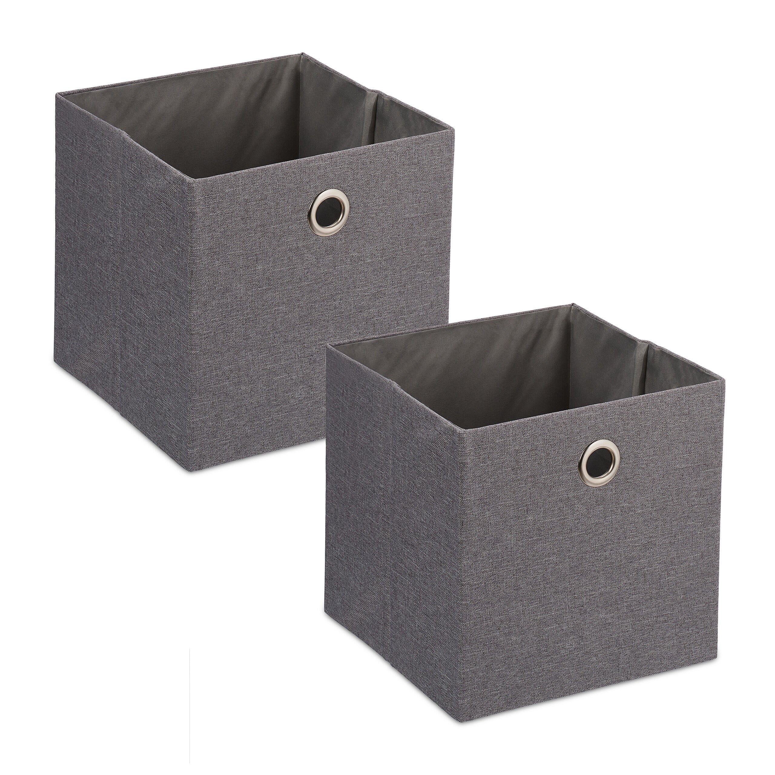 Lot De 12 Boites De Rangement En Tissu Avec Poignée - Longueur 31 X Hauteur 15 Cm Gris Fonce Chine 3665549118370