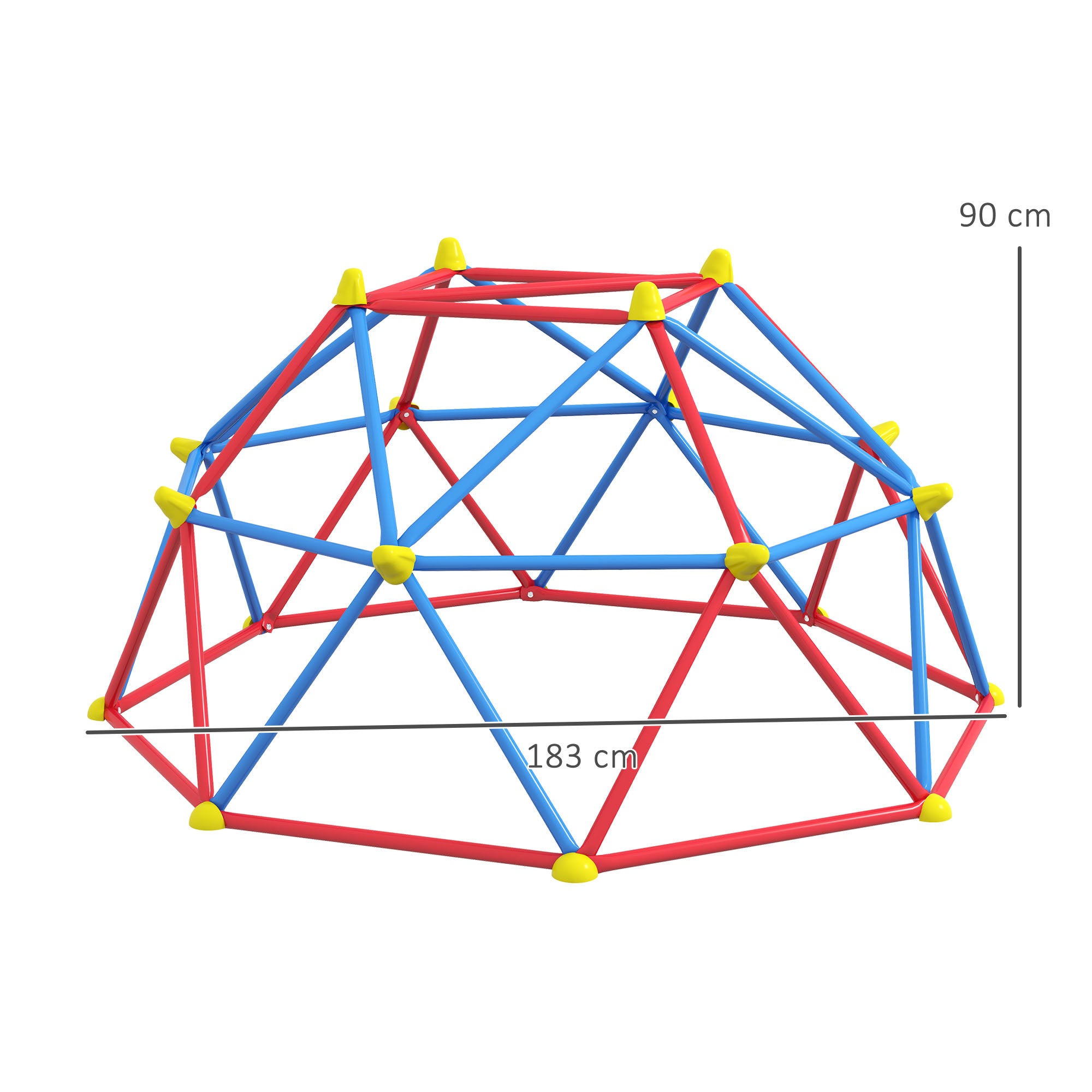 Cúpula de Escalada Outsunny metal, polipropileno (PP) vermelho, azul e amarelo Ø183x90 cm - 3