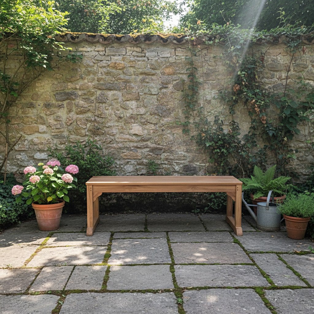 Banc en teck massif Wimbledon 140 cm (sans dossier) - 7