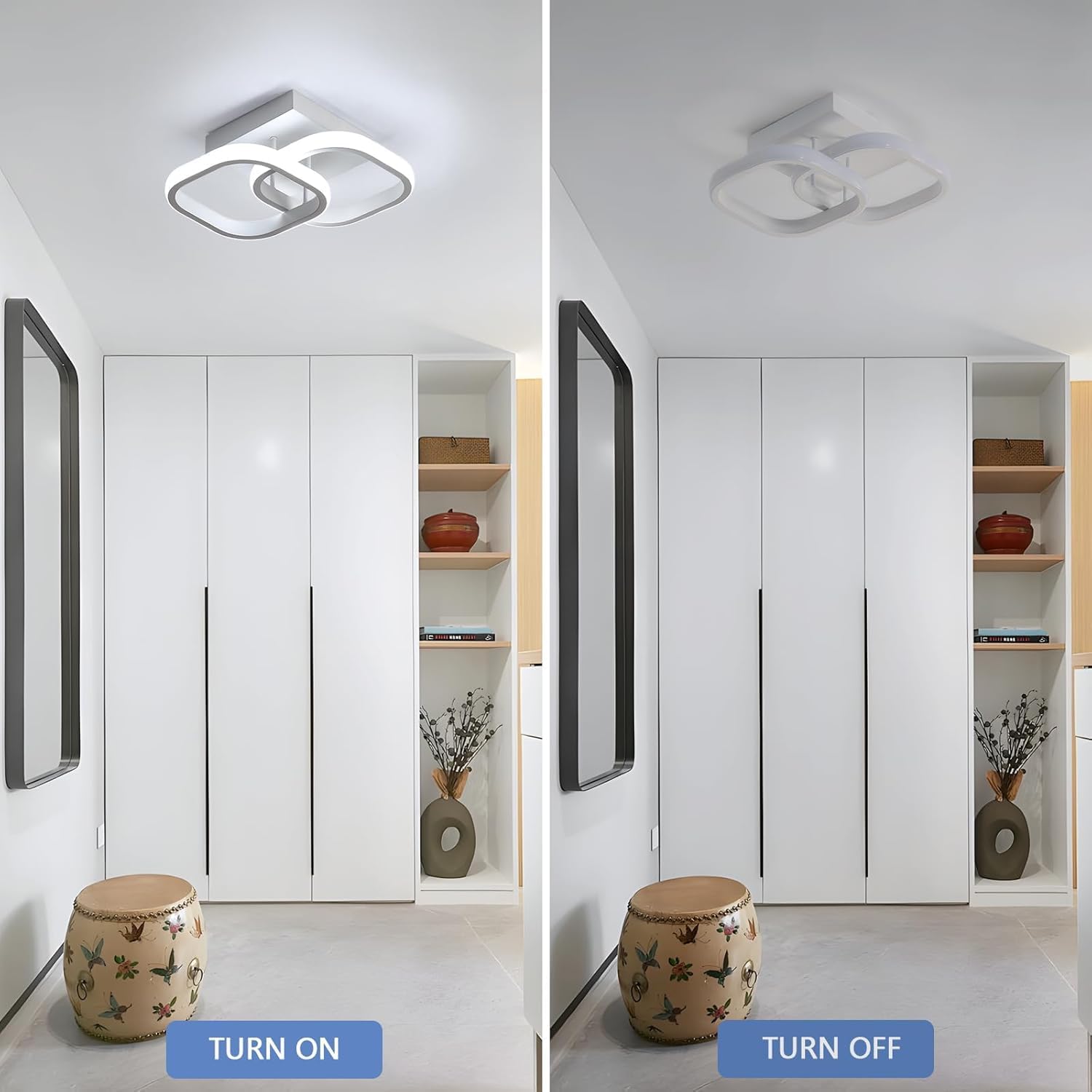 Plafonnier LED pour chambre à coucher, 22 W, 2&nbsp;550 lm, design moderne en acrylique, un couloir ou une cuisine, blanc froid 6&nbsp;500 K, diamètre 29 cm. - 5