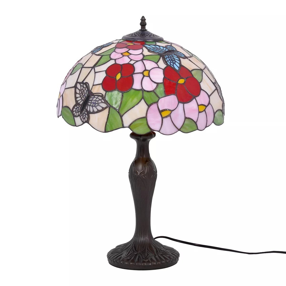 Lampa stołowa duża witrażowa typu Tiffany motyle BUTTERFLY K-G161386 Kaja