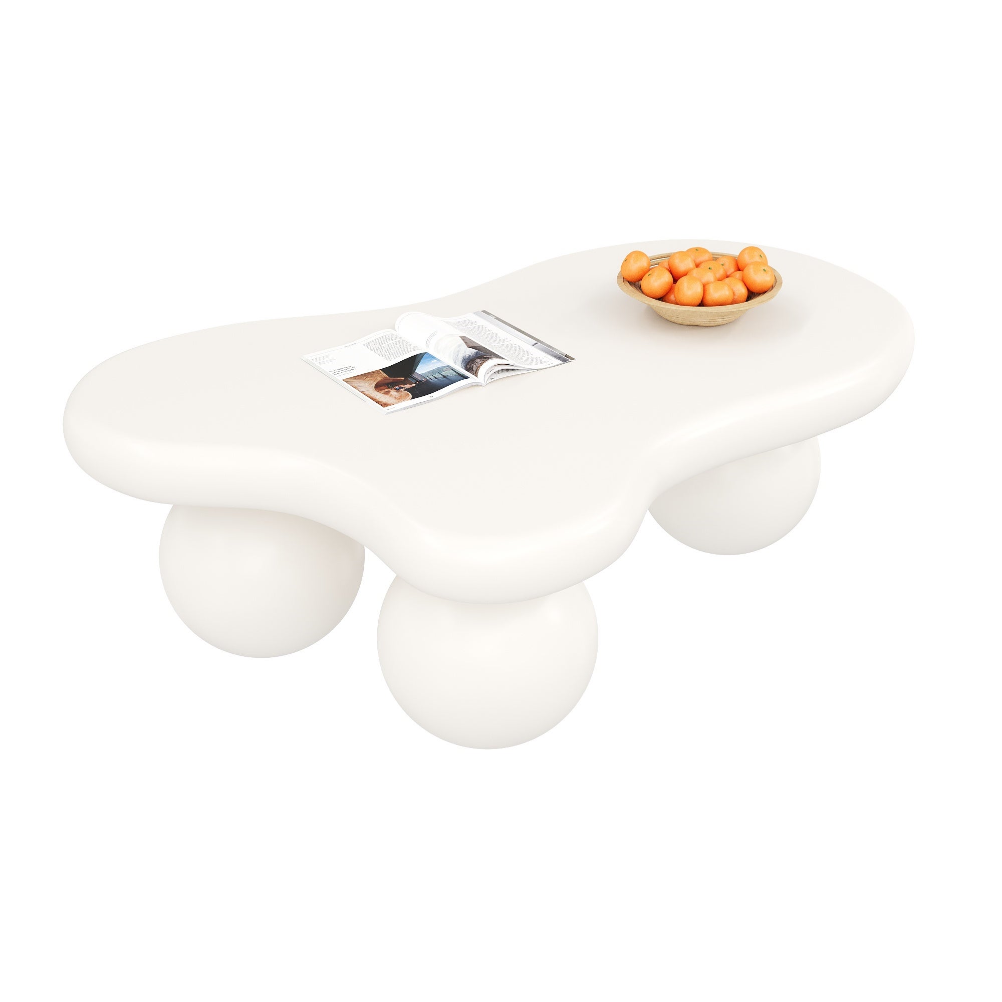 Table basse moderne en forme de nuage - 95 x 62.5 x 35 cm - MDF - LEDs 16 couleurs - Blanc - 2