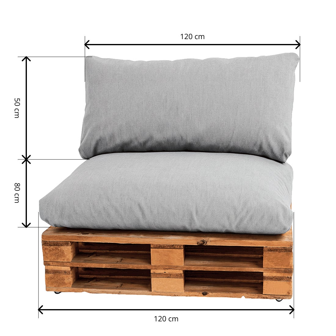 Cojines Impermeables para Palets de Asiento y Respaldo. NO incluye PALETS. (Gris) - 5
