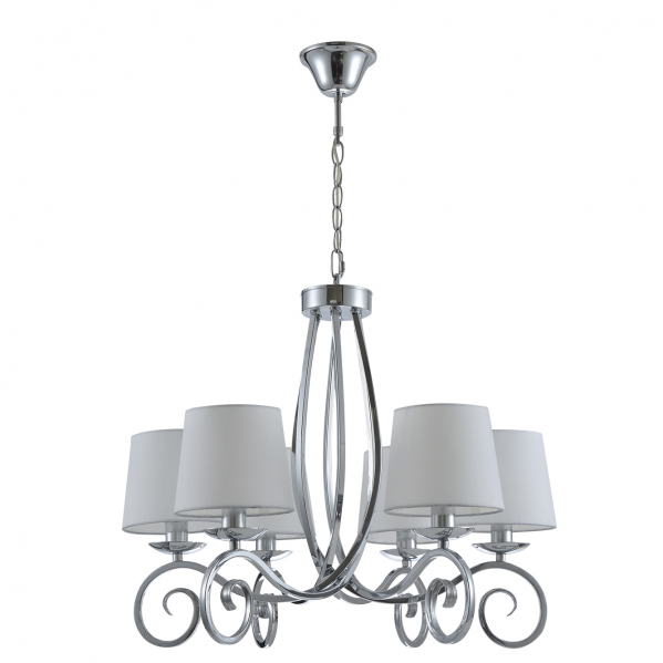 Lampe Veracruz 6xE14 finition chromée abat-jour blanc FABRILAMP - 2