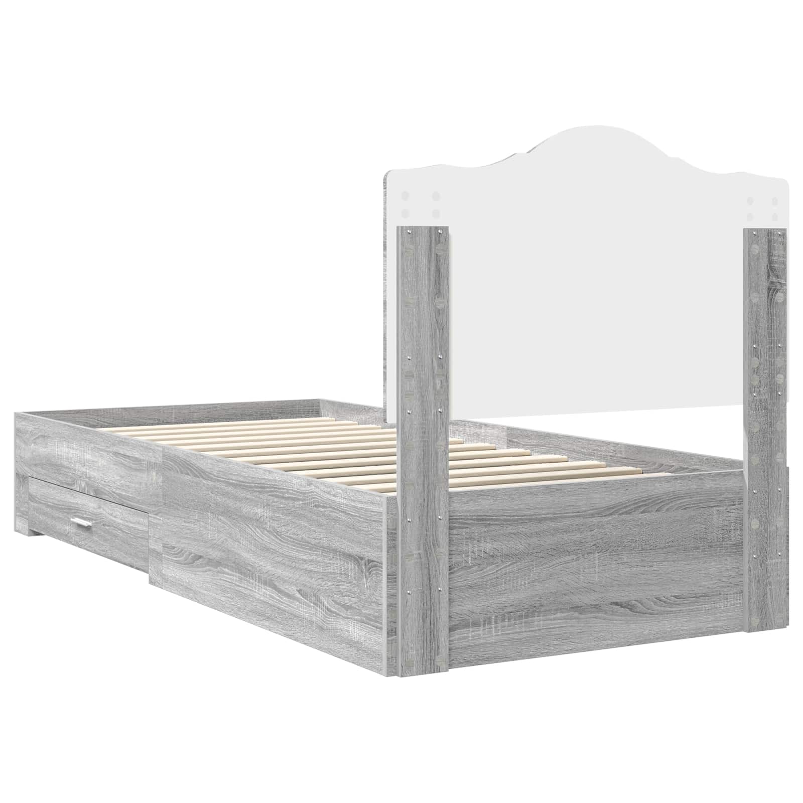 Cadre de lit gris 90 x 190 cm panneau de bois - 9