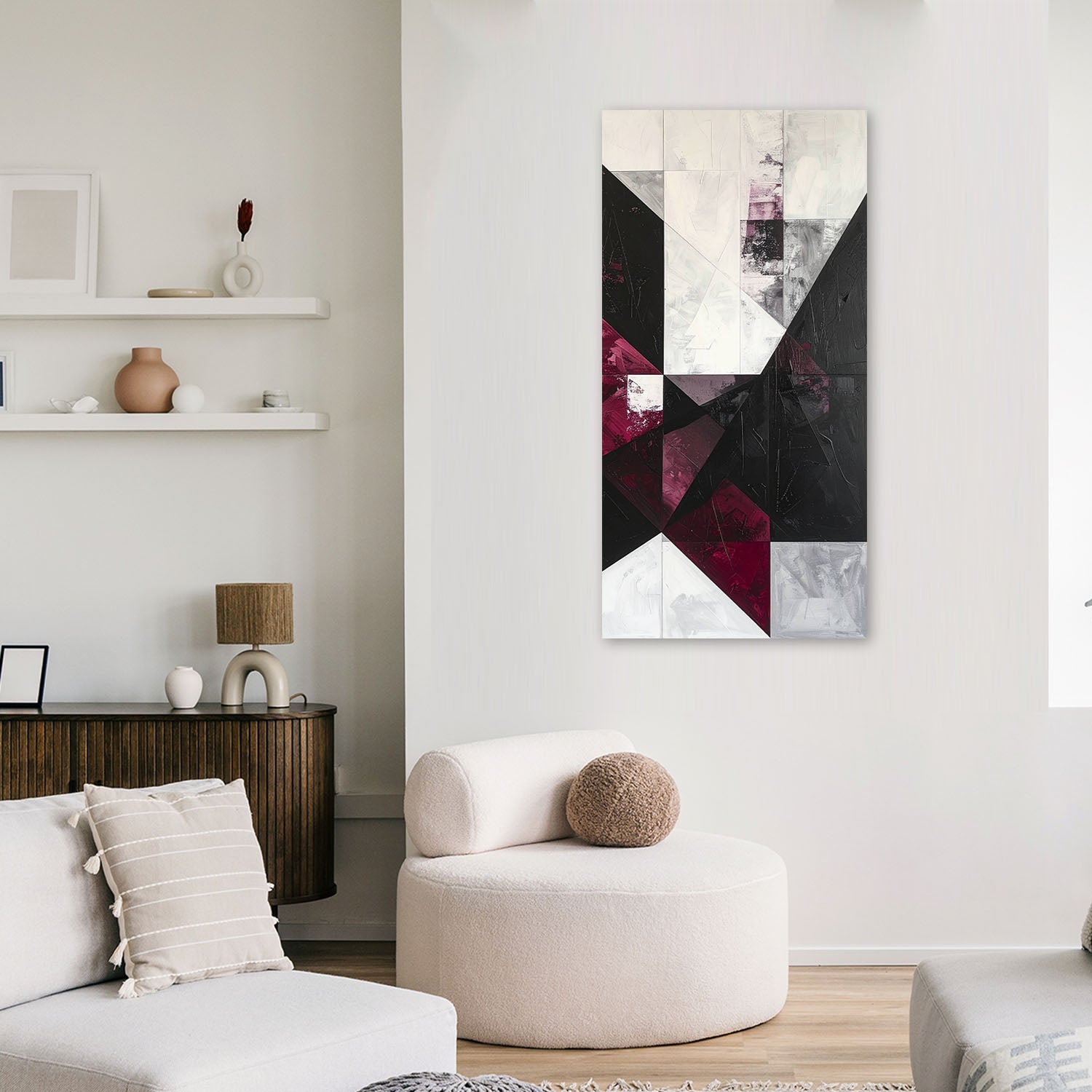 Obraz do salonu biura kuchni, Abstrakcja w odcieniach burgundu 40x80 - 2