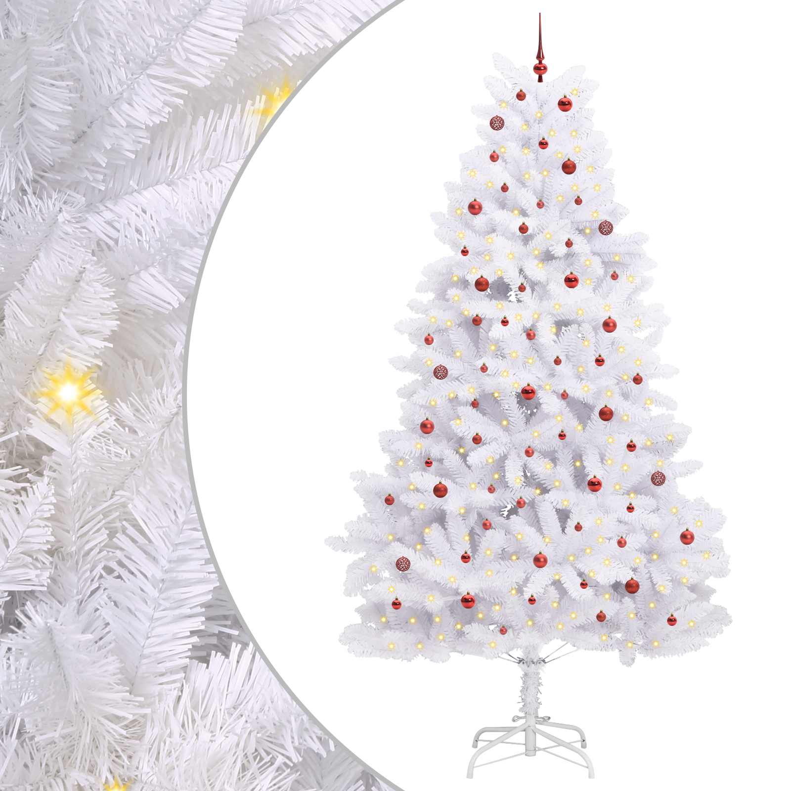 SOARS Sapin De Noël Blanc Artificiel 150 Cm – 350 Branches Réalistes PVC, Support Métal Stable – Décoration Noël Élégante Intérieur Extérieur Sans Guirlande Lumineuse