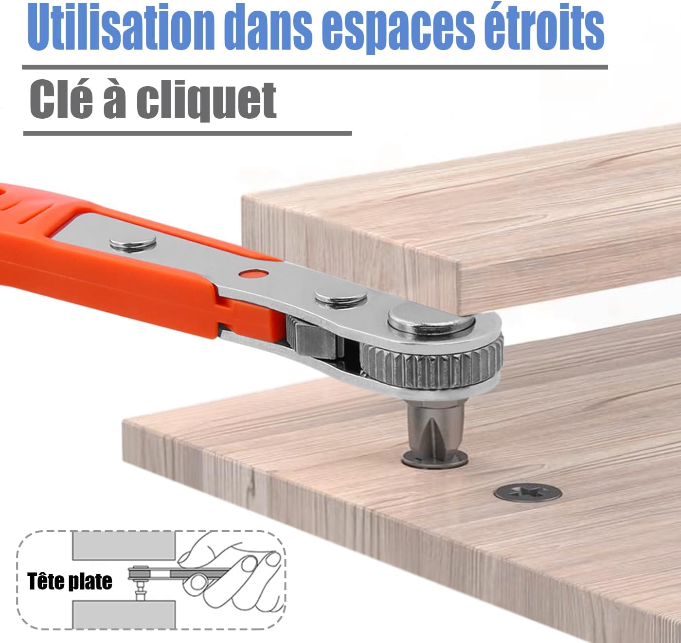 Mini clé à cliquet, mini tournevis à cliquet réversible décalé, tournevis à cliquet dynamométrique 1/4 pouce avec 10 mini embouts de tournevis - 3
