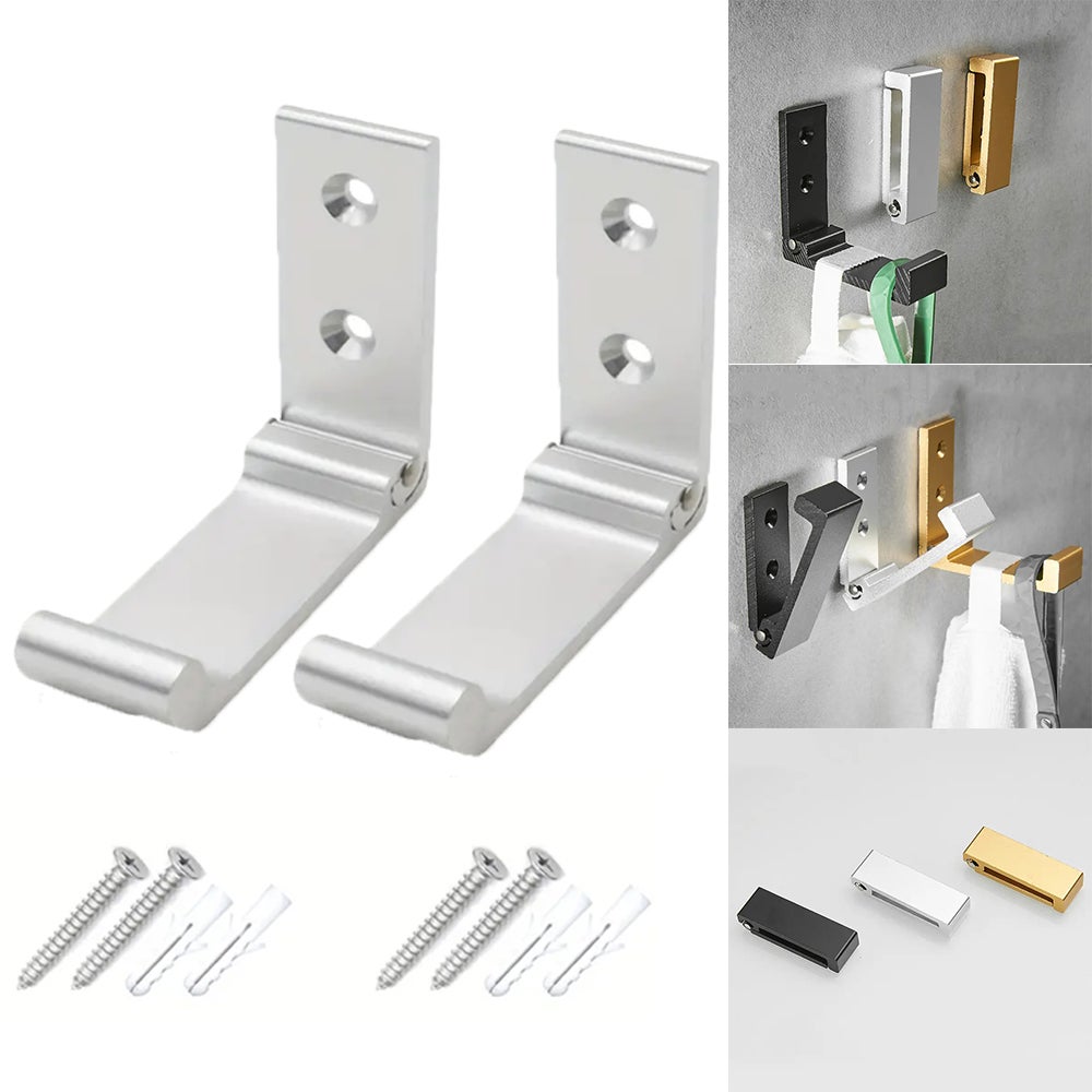CMJAAGUR-8 Pièces Crochets Muraux Pliables Pour Salle De Bains Crochets Muraux A Visser En Acier Inoxydable Crochet Porte Manteau Pliage A 90 Degres Noir M2453