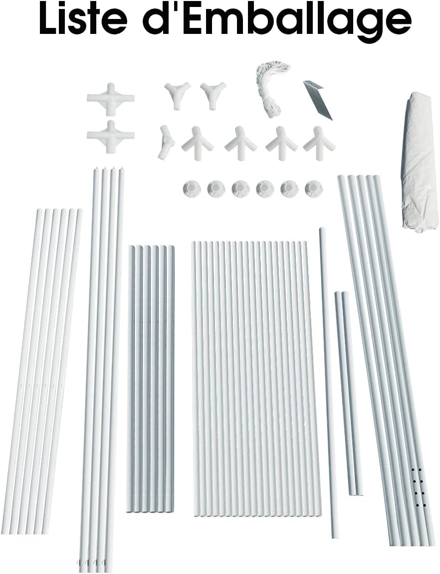 Tonnelle Pliante de Jardin Terrasse 18m², Barnum 6 x 3 M Protection Solaire, Tente de Réception Extérieure, 6 Cordes &12 Piquets, Blanc - 7