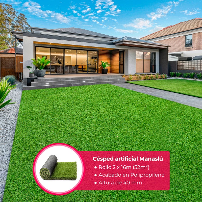 Arquiservi - Relva artificial Jardim Ultra 40mm / Rolo 2 x 16m (32m²) Alta Densidade, Resistente UV, Fácil Instalação para Jardim, Terraço e Piscina - 2