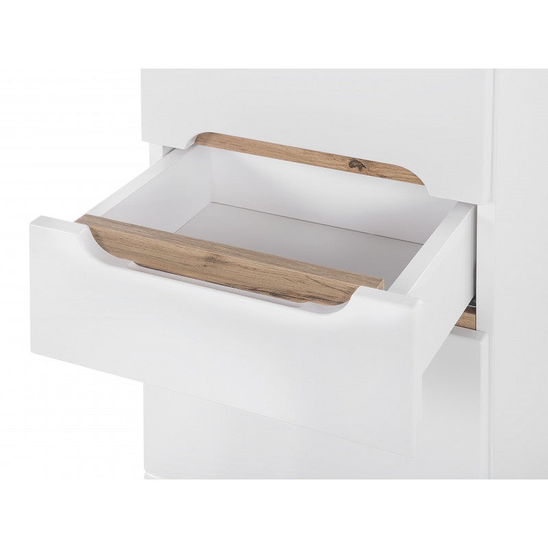Meuble haut blanc et chêne pour rangement salle de bain Cambay - 9