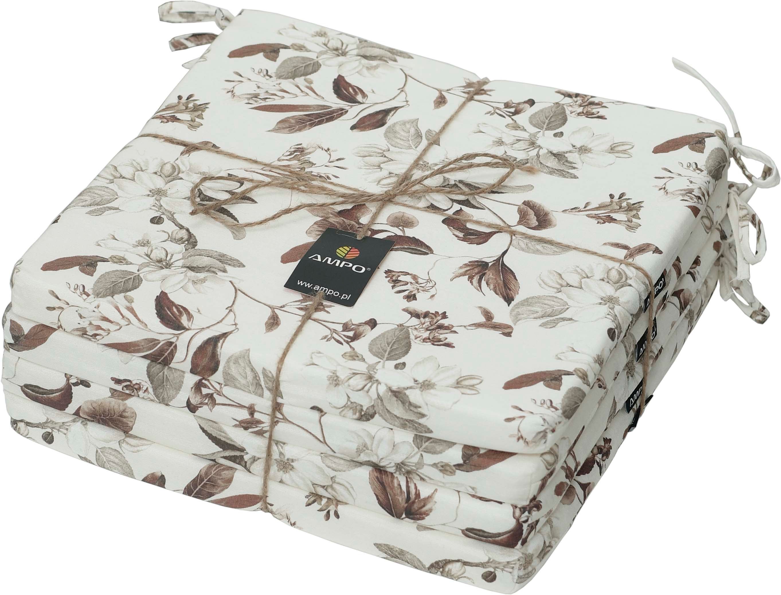 Zestaw poduszek na krzesło kwadratowe AMPO 40x40 cm brązowy beżowy 4 szt.