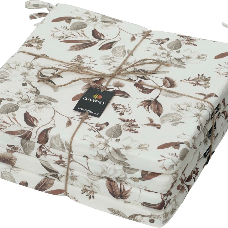 Zestaw poduszek na krzesło kwadratowe AMPO 40x40 cm brązowy beżowy 4 szt.