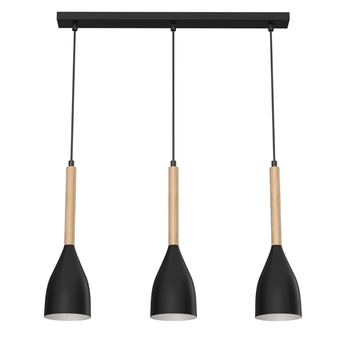Lampa wisząca Muza czarny matowa-ciemne drewno-złota 3xE27x15W wym: 110 x 56 x 11 cm metal Luminex