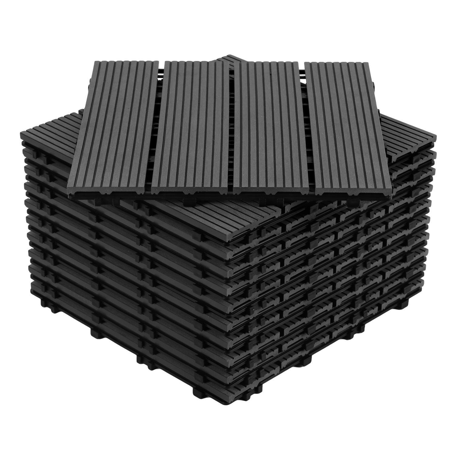 77x Płytki tarasowe kompozytowe WPC na tarasy zewnętrzne szybki montaż podstawa drenażowa antracyt 30x30 cm