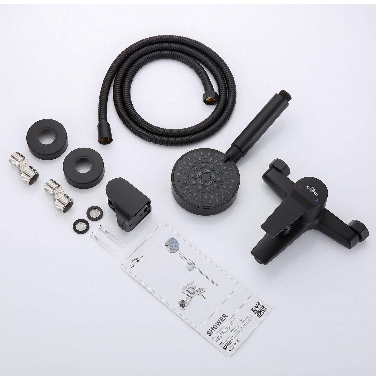 Mezclador de bañera con kit de mezclador de ducha de mano Grifo de bañera en cascada Mezclador de bañera Mezclador monomando de baño Negro - 5