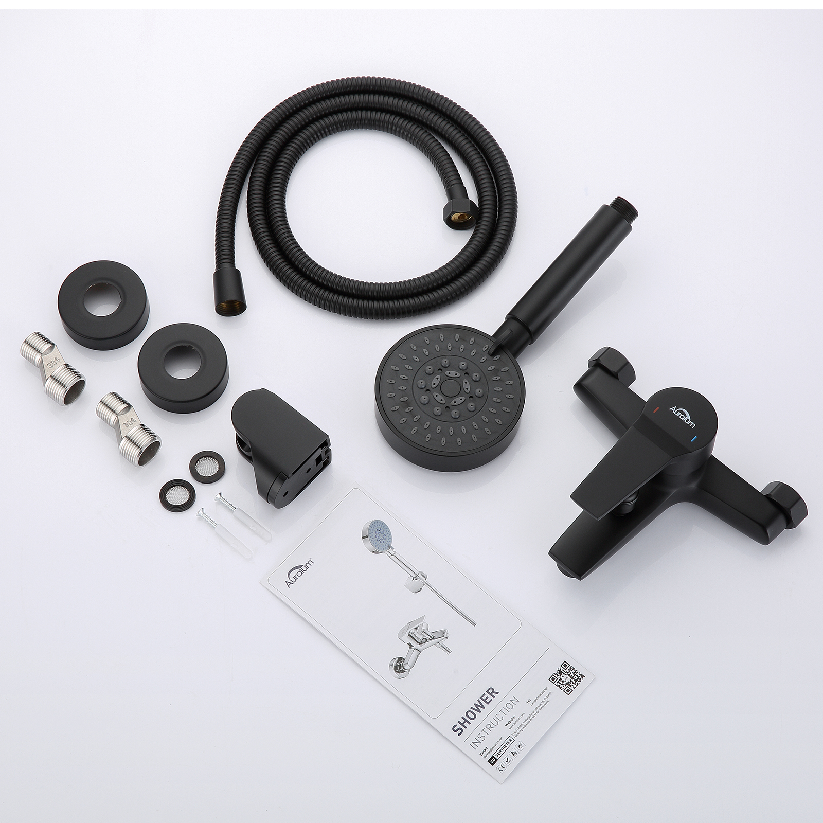 Mitigeur de Baignoire avec Douchette Kit Mitigeur Robinet de Baignoire Cascade Mélangeur de Baignoire Salle de Bain Mitigeur Monocommande Noir - 5