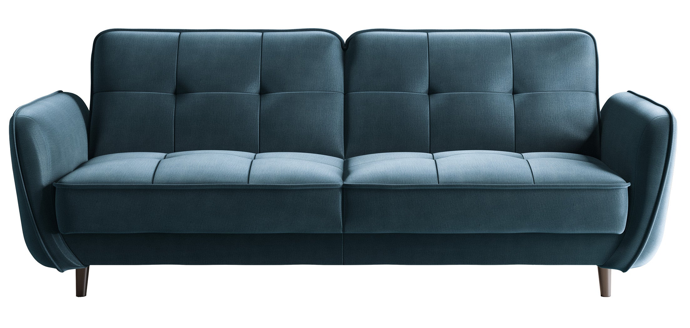 Canapé convertible L. 220 cm velours gris anthracite capitonné - KIARA