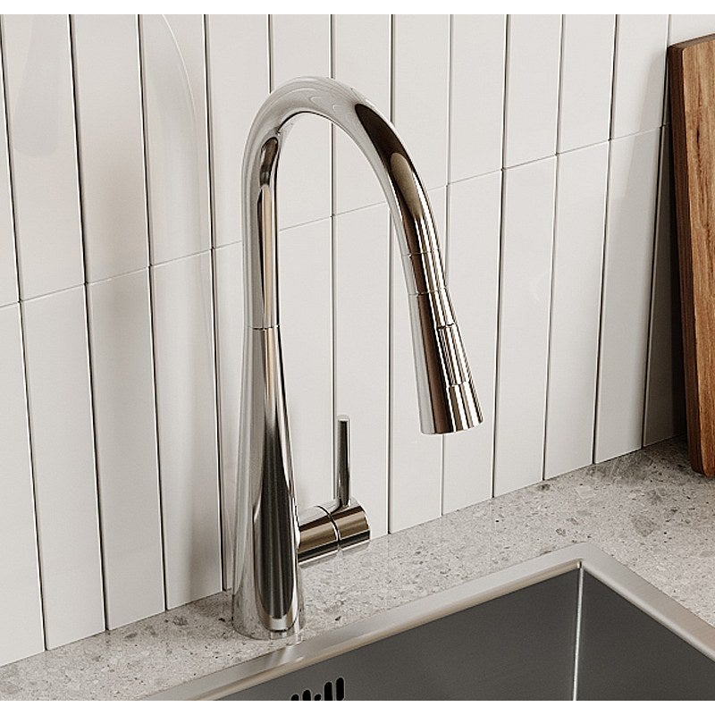 Bateria kuchenna z wyciąganą wylewką ze stali nierdzewnej - Chrom - RONA