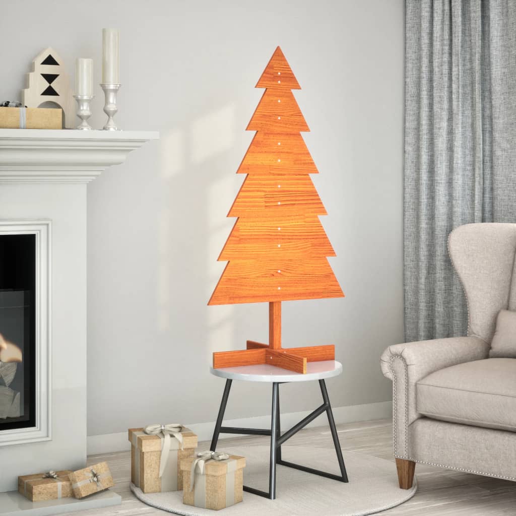 Arbre de Noël en bois pour décoration 120 cm bois de pin massif | Leroy ...