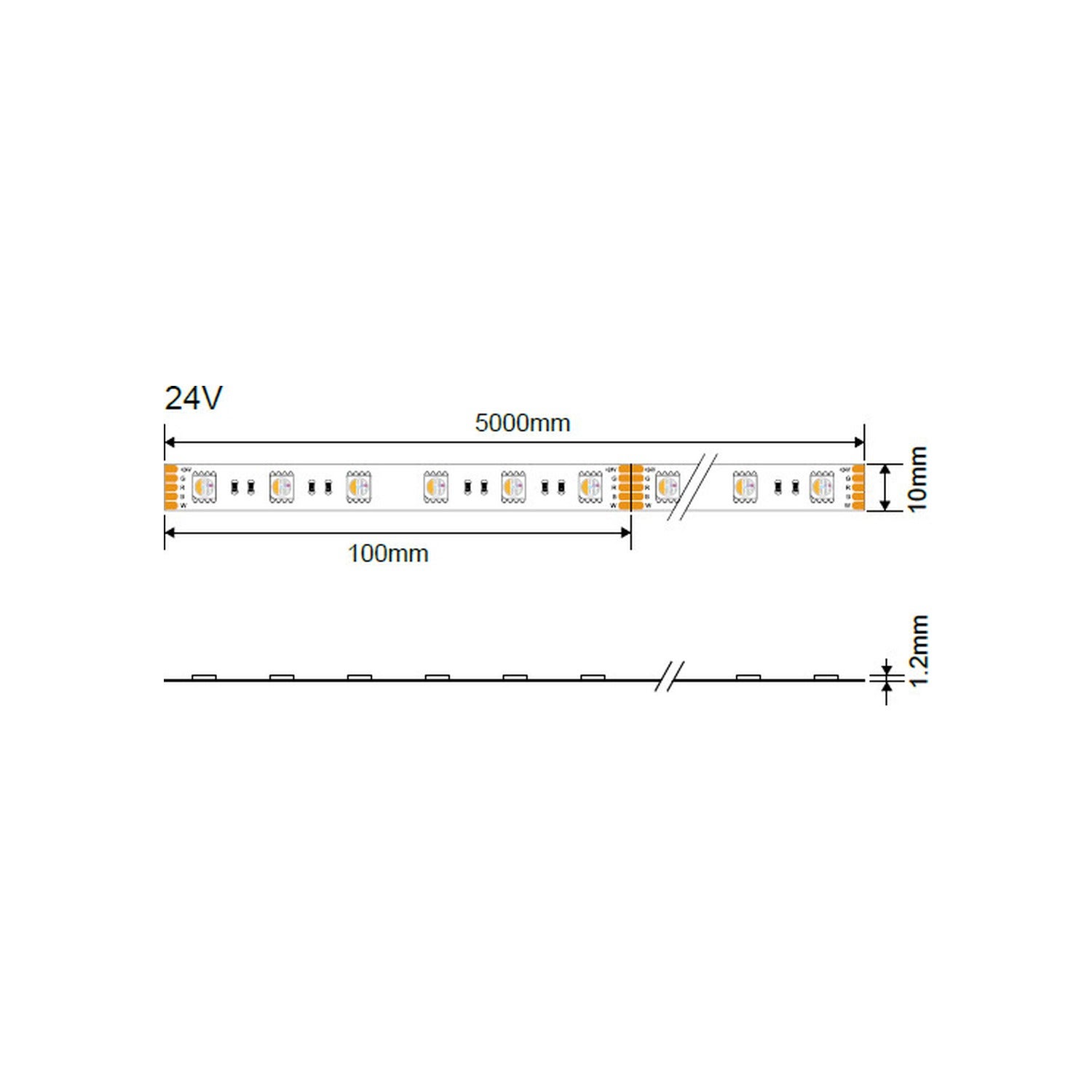 Rollo tira LED 5050 24V 60 LED/m 16W/m 1.600 lm/m RGB IP54 regulable 5 ...