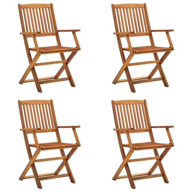 vidaXL Sillas de jardín plegables 4 unidades madera maciza de acacia