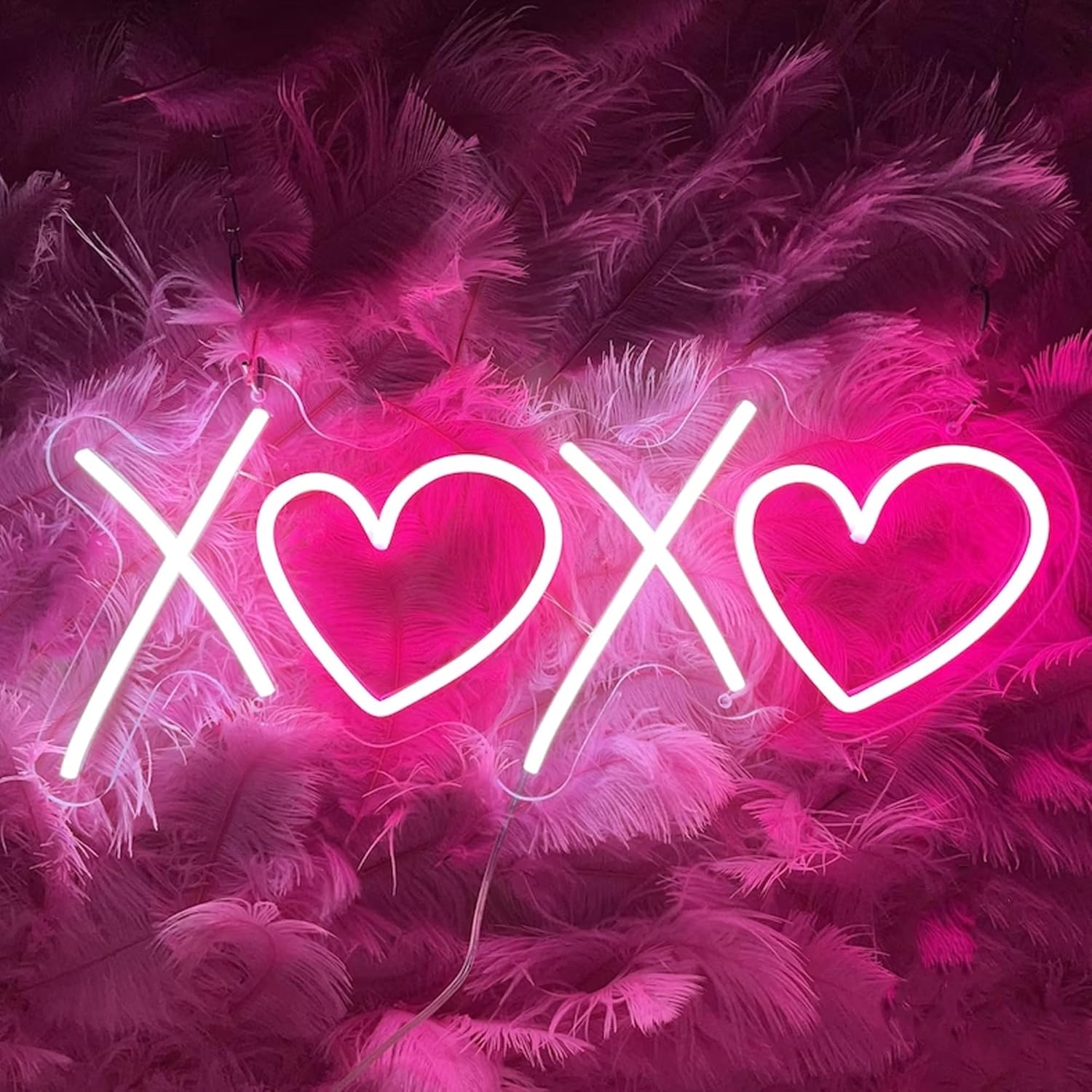 XOXO – Neonowy panel do dekoracji ścian, 40 x 15 cm, neon do sypialni, prezent na przyjęcie urodzinowe, dla chłopaka, ukochanej osoby