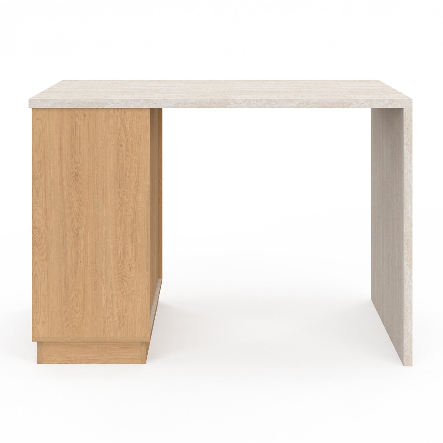 Ilot central mange-debout 4 personnes VITO 130 cm bois et plateau effet travertin - 3
