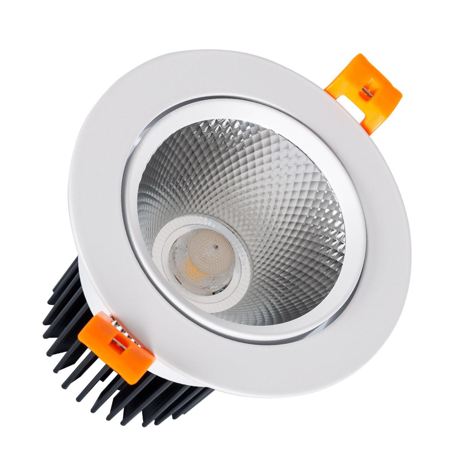 Foco Led Blanco Ledkia Foco Downlight LED 15W COB Direccionable Circular Blanco Corte ...