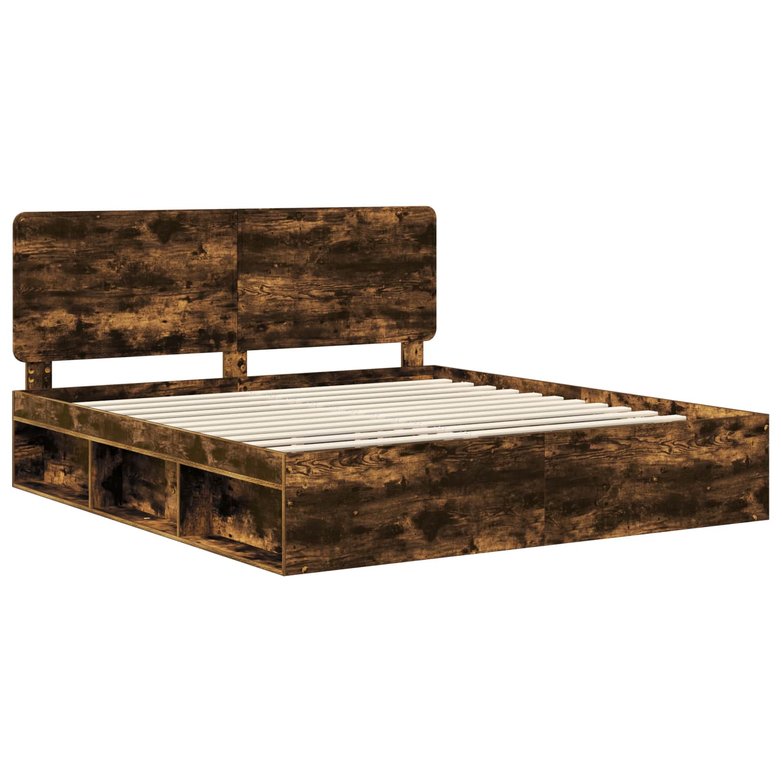 Cadre de lit chêne fumé 180 x 200 cm en bois de pin massif - 4