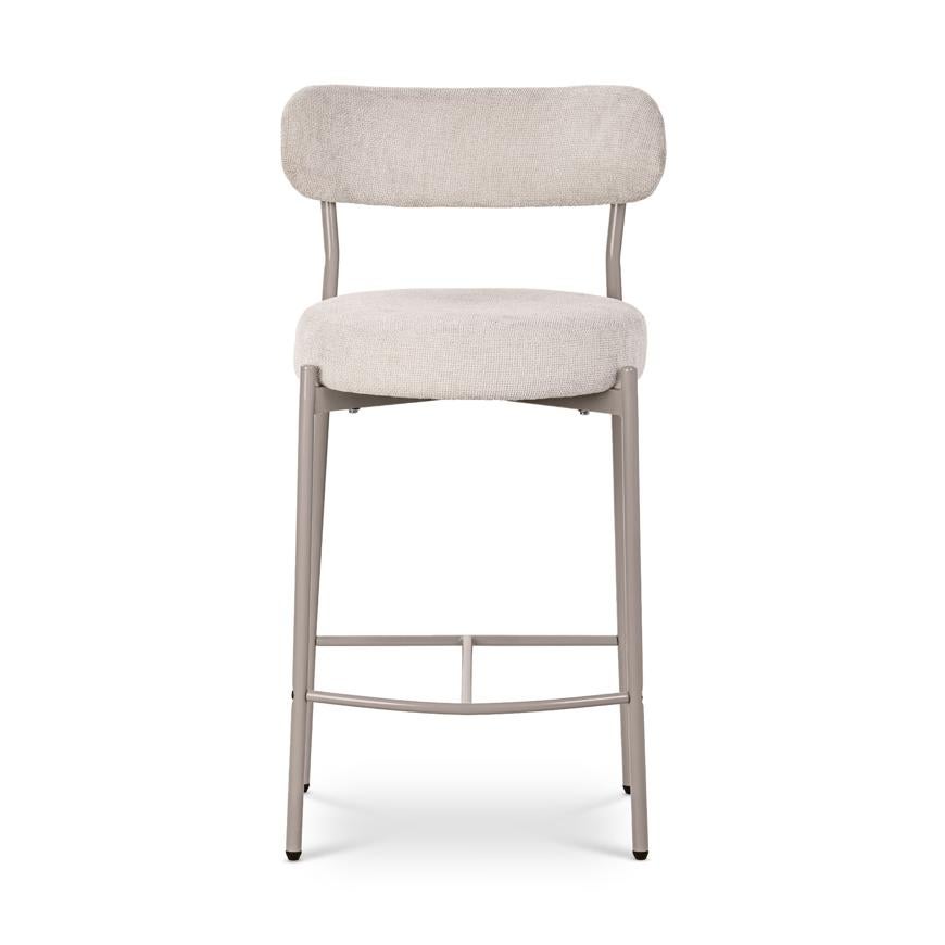 Juego de 2 taburetes de bar GABY color beige en chenilla de estilo contemporáneo - 3