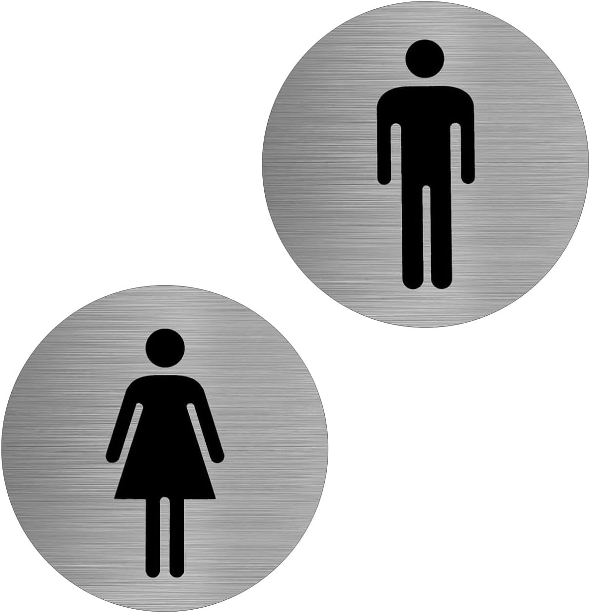 10 szt. samoprzylepnych znaków WC - średnica: 100 mm - aluminium - dla kobiet i mężczyzn - szatnia - idealne do toalet - znak na drzwi WC