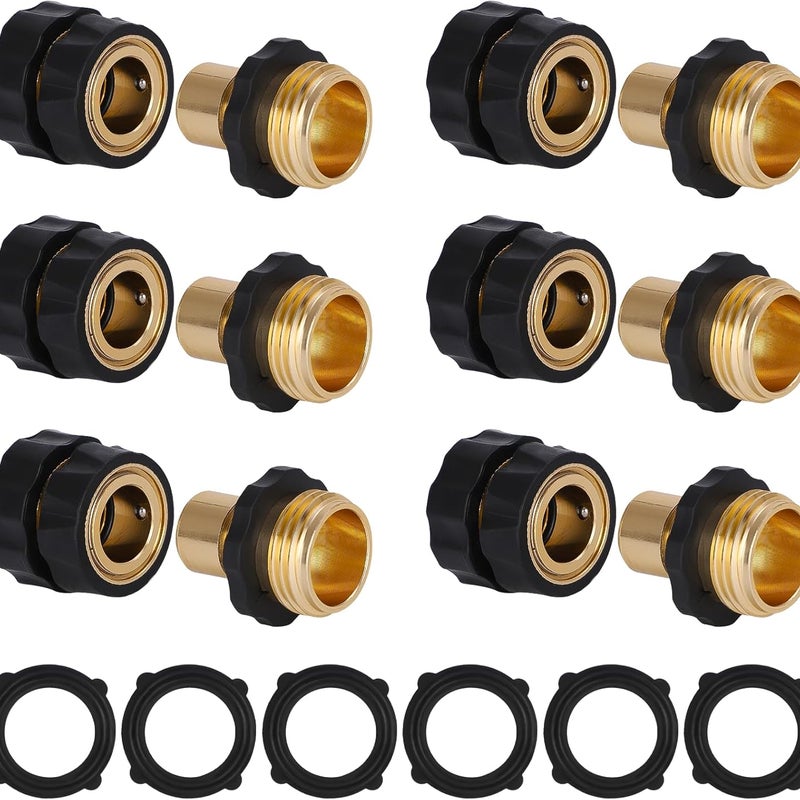 Szybkozłącze do węża ogrodowego, złącza męskie i żeńskie 3/4" z 6 podkładkami gumowymi, zestaw 6 szt.