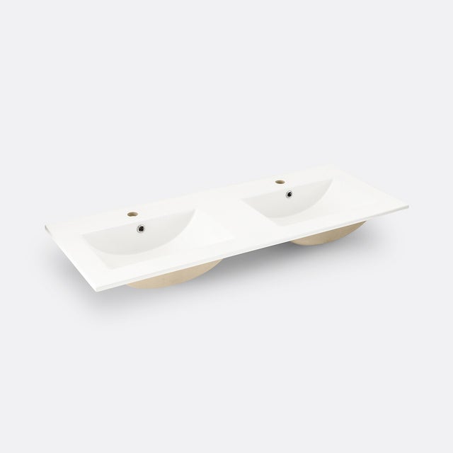 Plan double vasque en céramique L120 cm, Jaly - Blanc - taille unique
